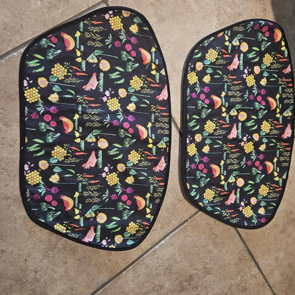 Chicken Pattern Cloth Handnade Place Mats Set of 2 Double-Sided